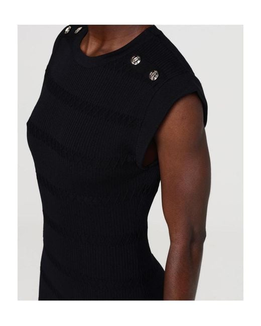 Liu Jo Black Button-Shoulder Knitted Midi Dress