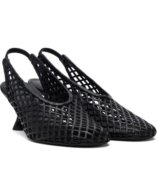 Proenza Schouler Black Openwork Slingback High-Heeled Sandals
