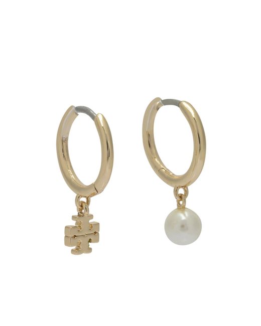 Tory Burch White Kira Hoop Earrings