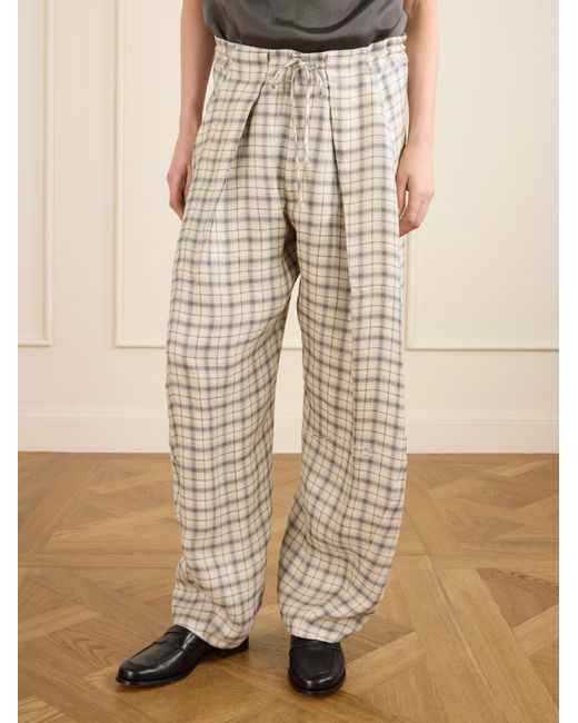 Kallmeyer White Clemence Pleated Plaid Casual Pants
