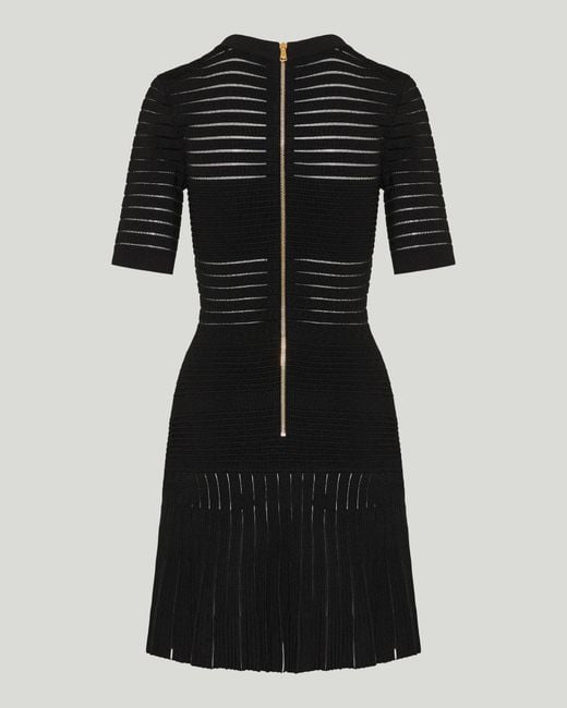 Balmain Black Sheer-Panel V-Neck Mini Dress