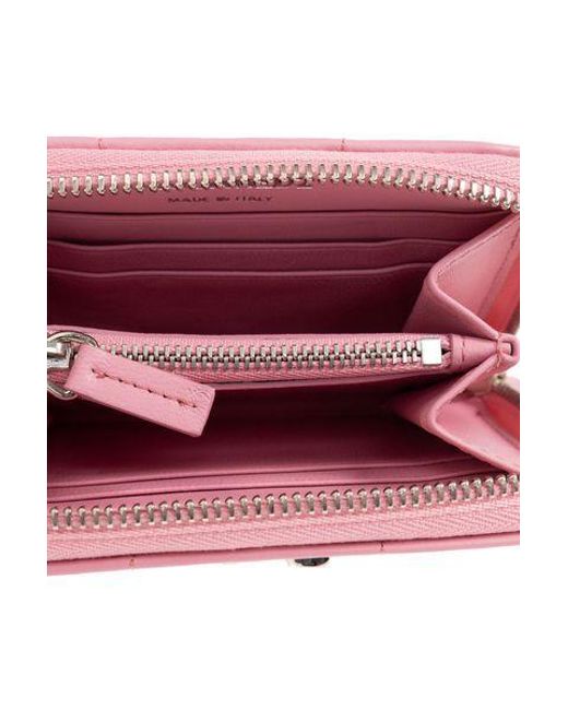 DSquared² Pink Logo Plaque Zip-Around Quilted Wallet
