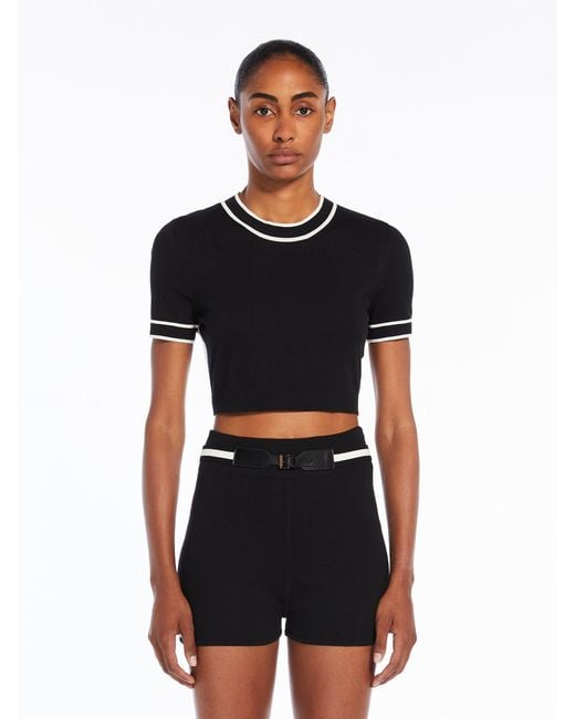 Max Mara Black Round Neck Short-Sleeved Sweater