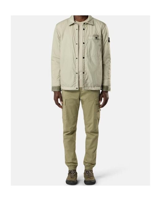 Stone Island White Wind-Resistant Padded Coach Jacket With Anti-Drop for men