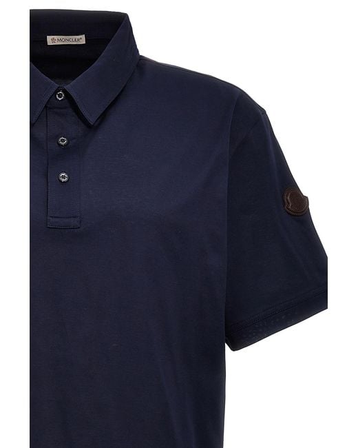 Moncler Blue Short-Sleeved Polo Shirt for men