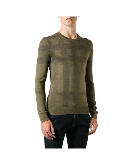Burberry Green Checkered Detail Pullover for men