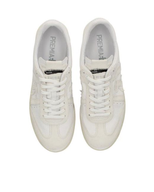 Premiata White Lace-Up Low-Top Sneakers for men