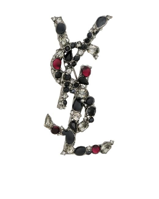 Saint Laurent White Cassandre Coeur Fetiche Brooch