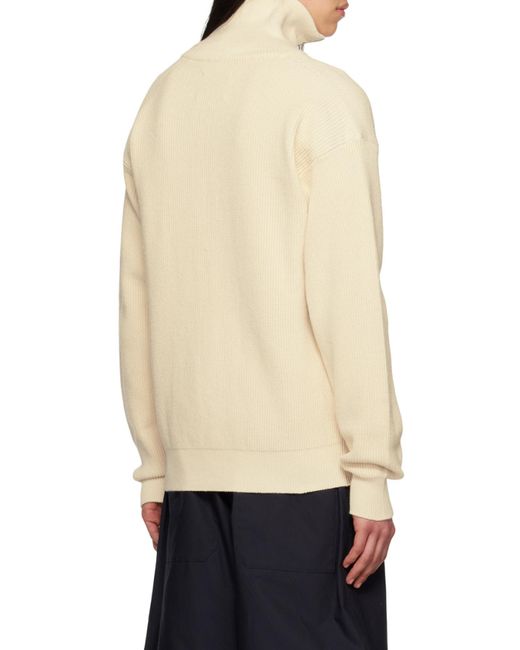 Jil Sander Natural Zip-Up Knitted Cardigan for men