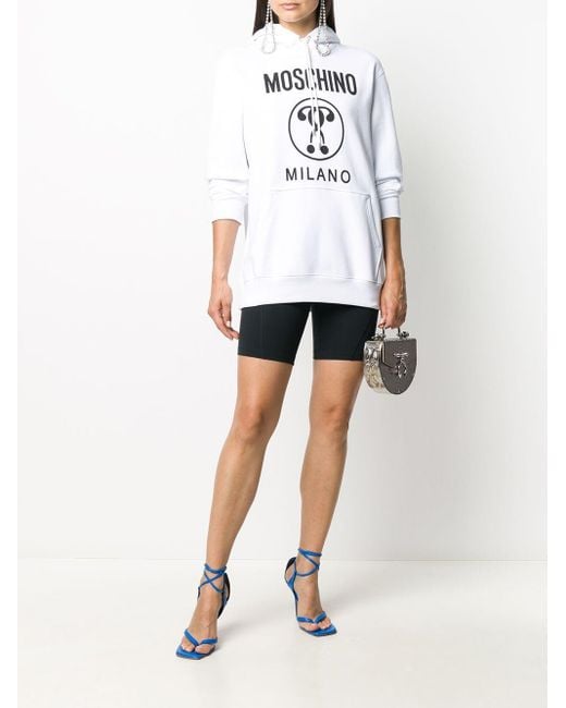 Moschino White Logo Printed Hooded Sweater