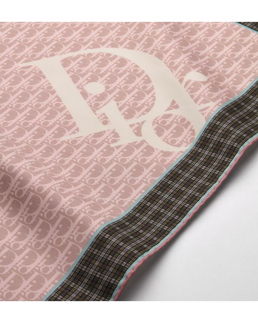 Dior Pink Infini Tartan90 Square Scarf