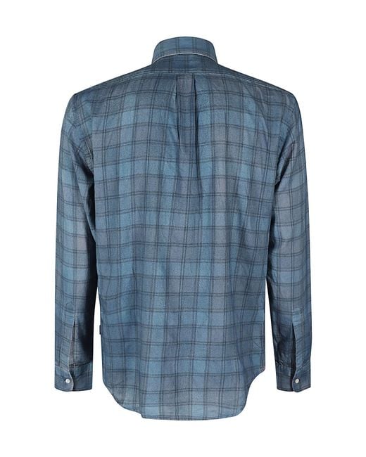 Aspesi Blue Check Pattern Shirt for men