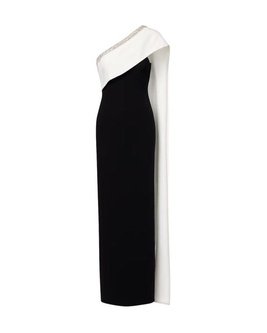 Roland Mouret Black Caped Embellished Satin Crêpe Gown