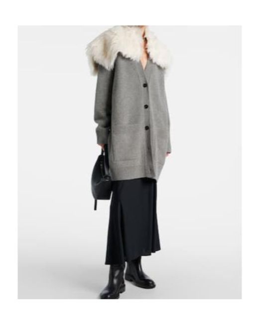 Jil Sander Gray Wool, Cotton, And Cashmere-Blend Cardigan