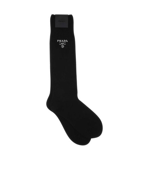 Prada Black Logo Embroidered Socks for men