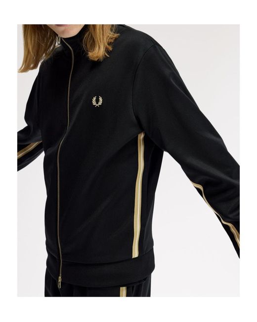 Fred Perry Black Stripe Tape Track Jacket for men