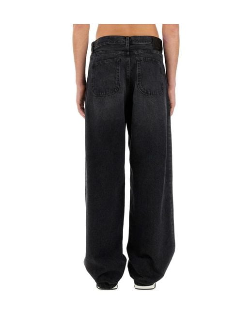 Off-White c/o Virgil Abloh Black Logo Patch Wide Leg Jeans for men