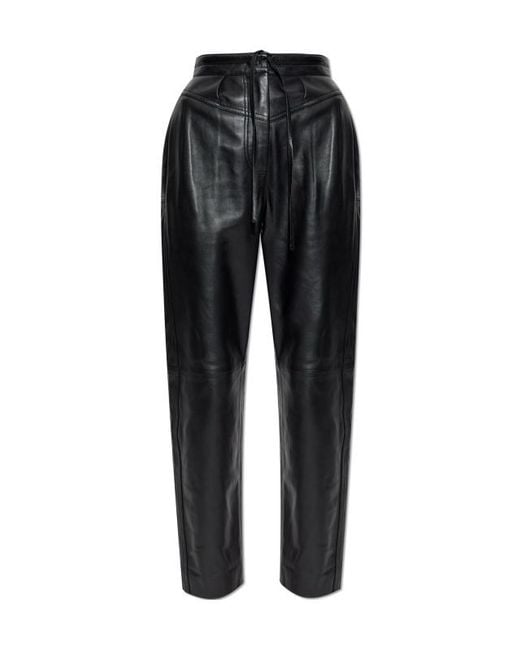 IRO Black Drawstring Leather Trousers