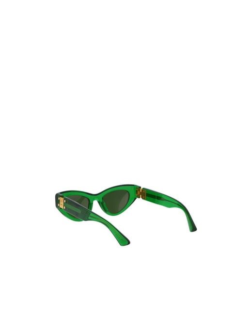 Bottega Veneta Green Eyewear Straight Arm Cat-Eye Frame Sunglasses