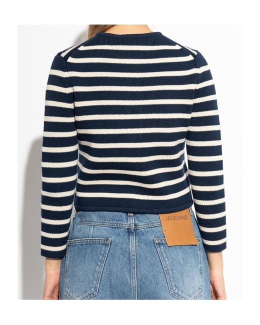 Theory Blue Stripe Button-Up Knitted Cardigan