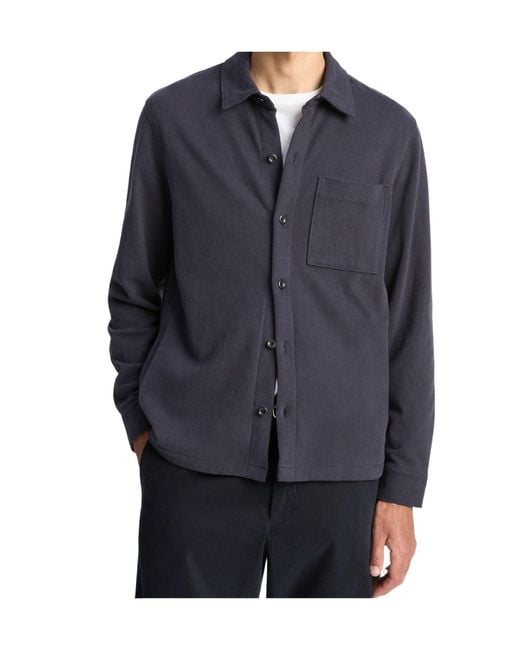 Vince Blue Sueded Cotton Overshirt Jacket for men