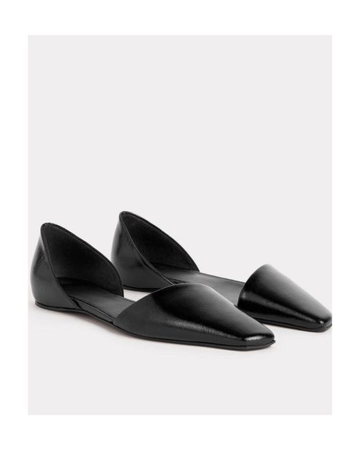 Totême Black The Asymmetric D'Orsay Leather Ballerina Shoes