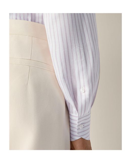 Zegna White Dark And Striped Cotton Linen And Silk Shirt for men
