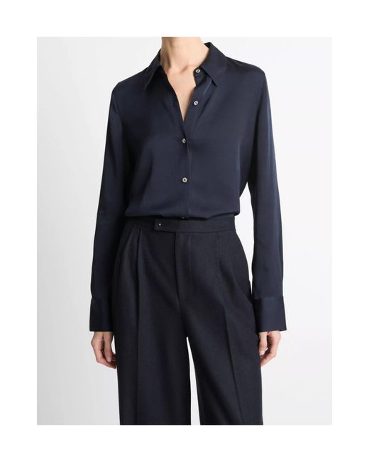 Vince Blue Classic Collar Button-Up Shirt