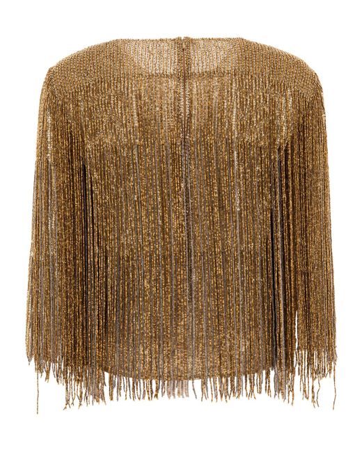 Elie Saab Brown Fringed Embroidered Blouse