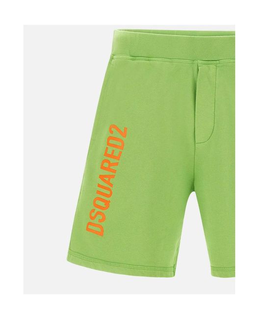 DSquared² Green Logo Printed Track Shorts for men