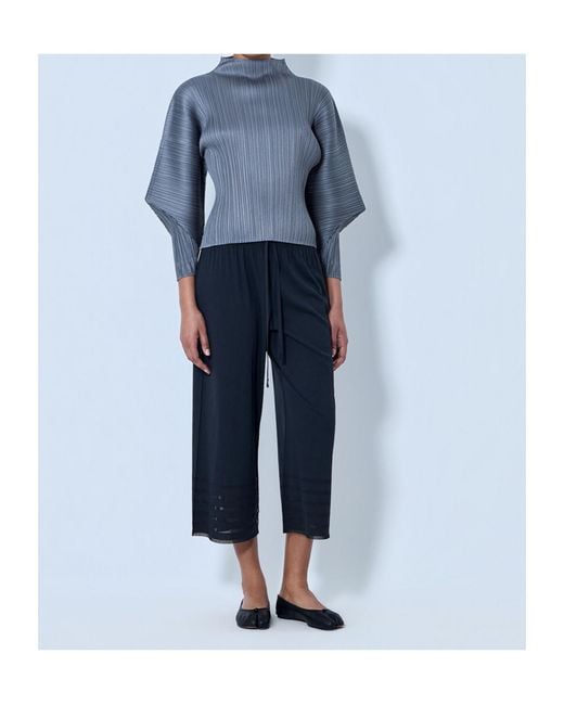 Issey Miyake Blue Pleated Wide-Leg Trousers