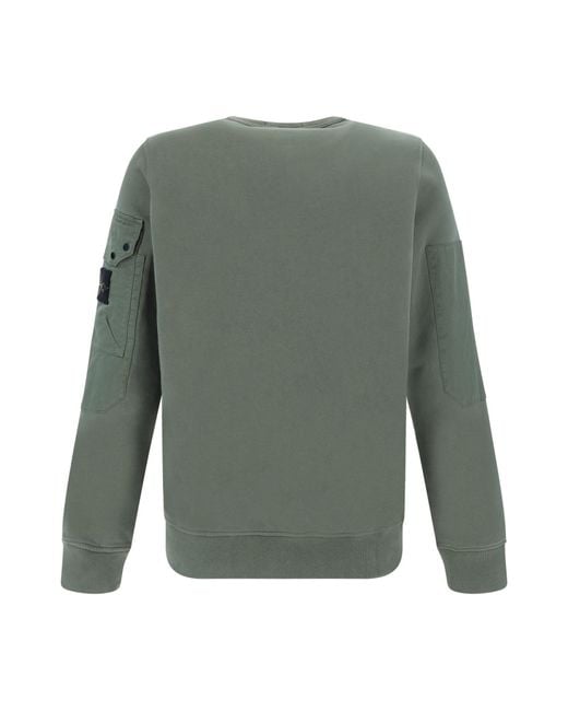 Stone Island Green Logo Patch Crewneck Sweatshirt for men