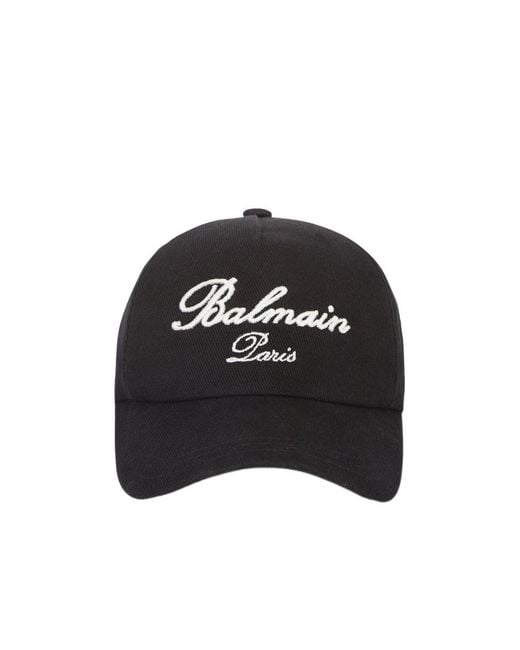 Balmain Black Logo Signature Baseball Cap for men