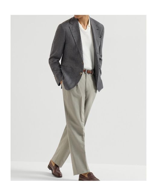 Brunello Cucinelli Gray Deconstructed Jacket for men