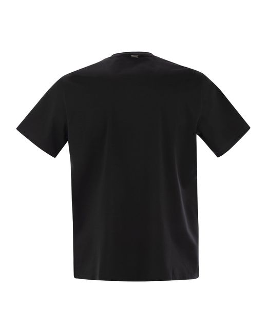 Herno Black Stretched Crewneck T-Shirt for men
