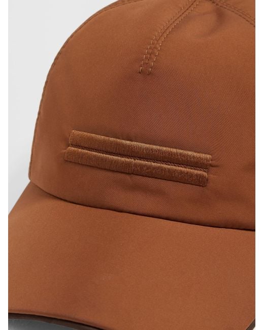 Zegna Brown Embroidered Curved Peak Baseball Cap for men