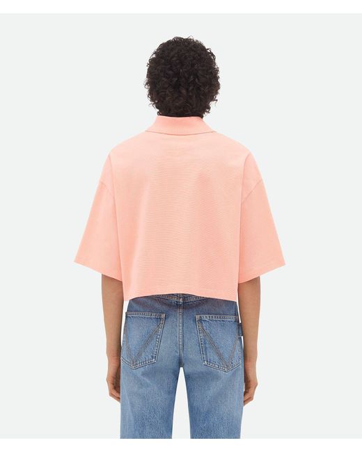 Bottega Veneta Blue Cropped Cotton Piquet Polo