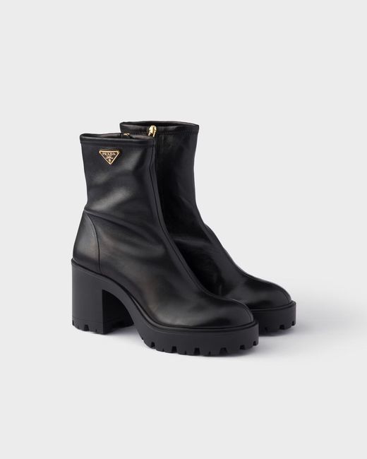 Prada Black Stretch-Nappa Leather Booties