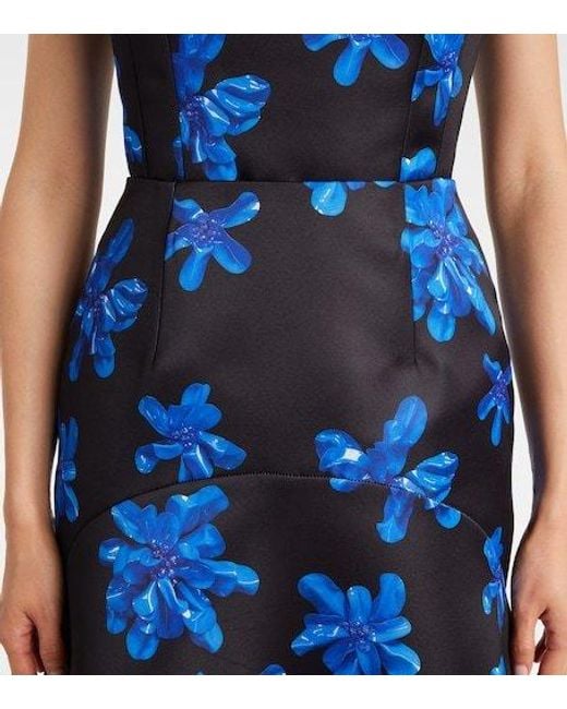 Emilia Wickstead Blue Tamilla Floral Midi Skirt