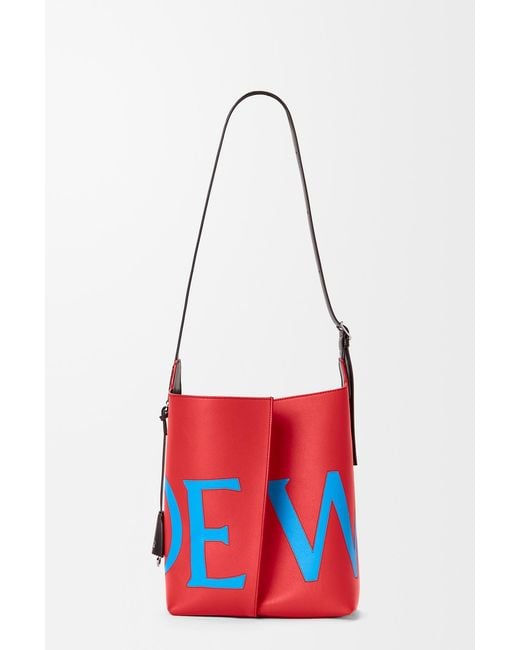 Loewe Red Large Bilbao Logo-Print Bucket Bag