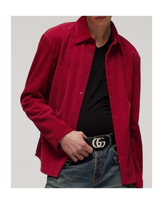 Gucci Red Cotton Corduroy Shirt for men