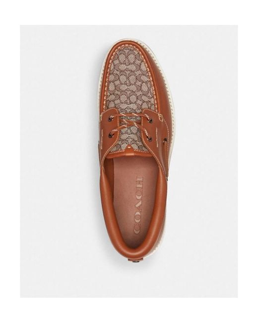 COACH Brown Benson Panelled Boat Shoes for men