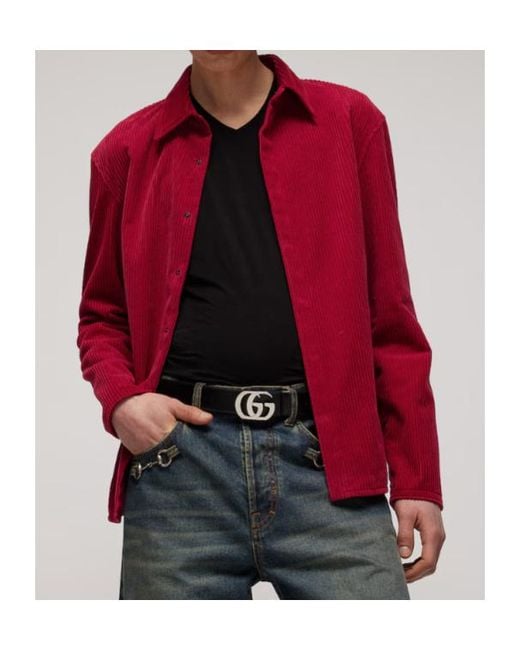 Gucci Red Cotton Corduroy Shirt for men