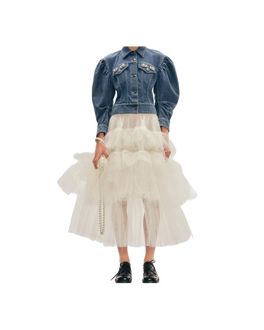 Simone Rocha Blue Puff-Sleeve Denim Jacket