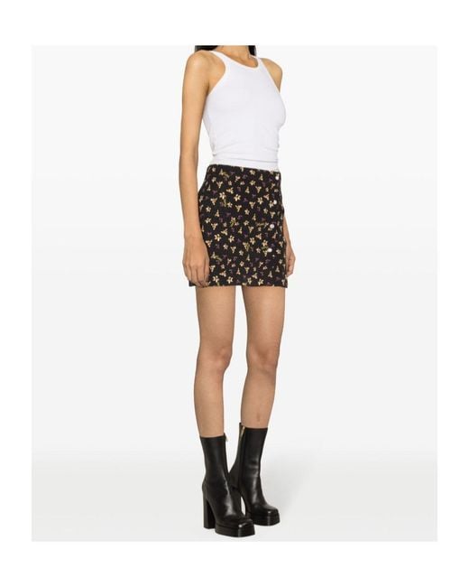 ROTATE BIRGER CHRISTENSEN Black Floral Pattern Skirt
