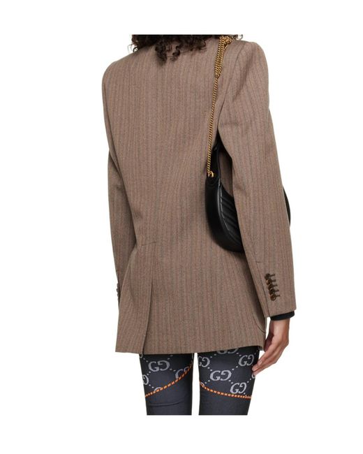 Gucci Brown Herringbone Double Breasted Blazer
