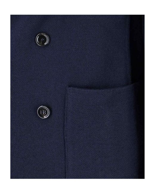 Lardini Blue Double-Breasted Patch-Pocket Jacket for men