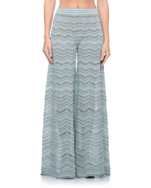 D.exterior Blue Metallic Chevron Wide-Leg Pants
