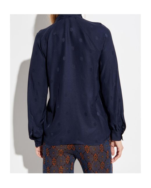 Etro Blue Silk Top With Tie-Neck
