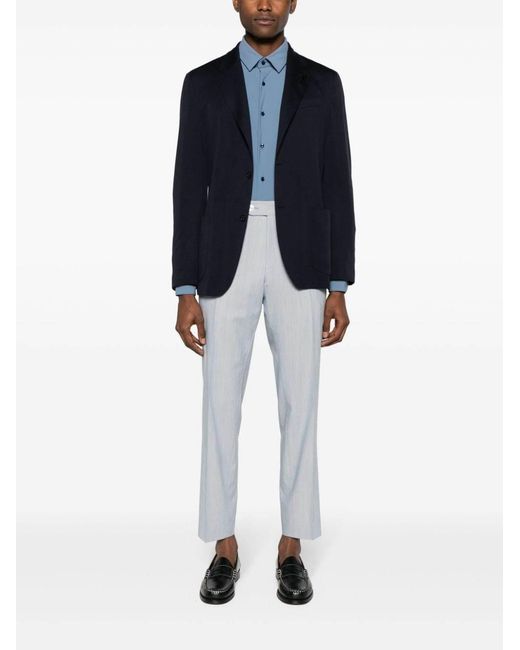 Lardini Blue Single-Breasted Wool-Blend Blazer for men